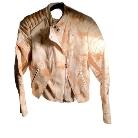 3.1 Phillip Lim Cream Leather Jacket Stand Collar with Matching Shorts Set 6/4 - Picture 2 of 10